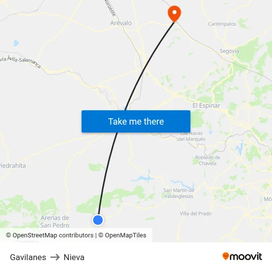 Gavilanes to Nieva map