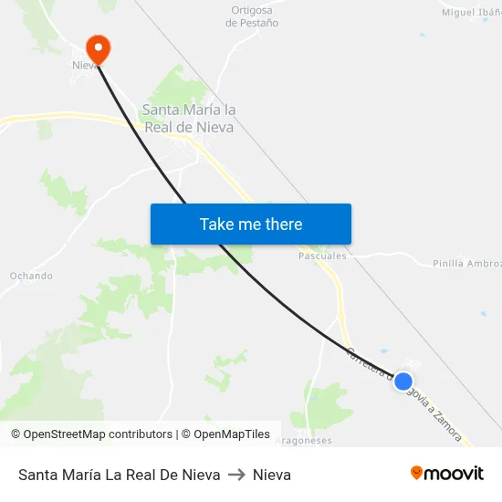 Santa María La Real De Nieva to Nieva map