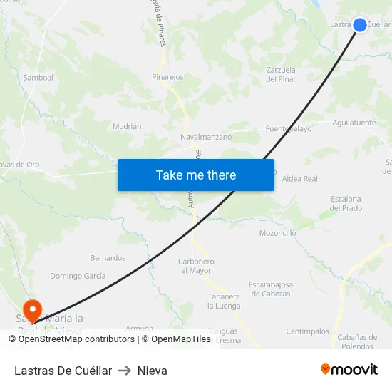 Lastras De Cuéllar to Nieva map