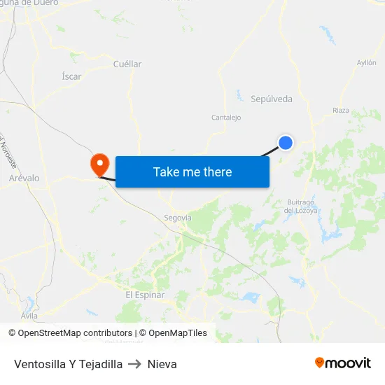 Ventosilla Y Tejadilla to Nieva map
