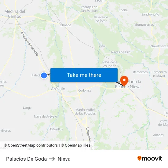 Palacios De Goda to Nieva map