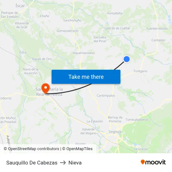 Sauquillo De Cabezas to Nieva map