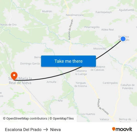 Escalona Del Prado to Nieva map