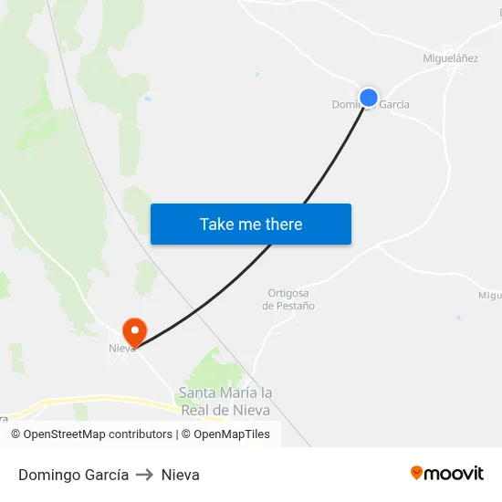 Domingo García to Nieva map