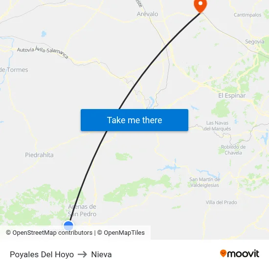 Poyales Del Hoyo to Nieva map