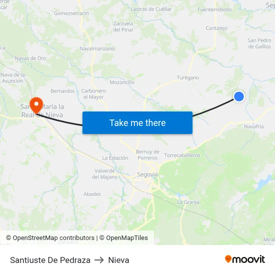 Santiuste De Pedraza to Nieva map