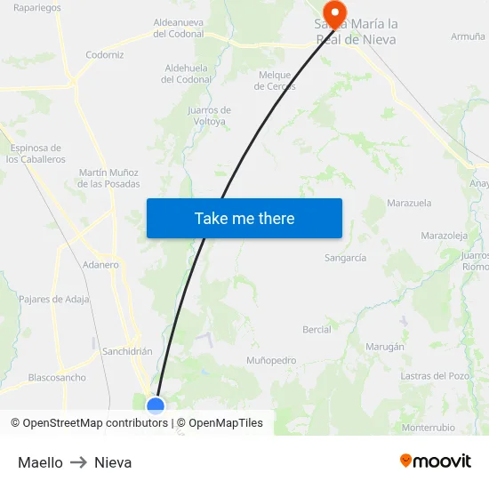Maello to Nieva map