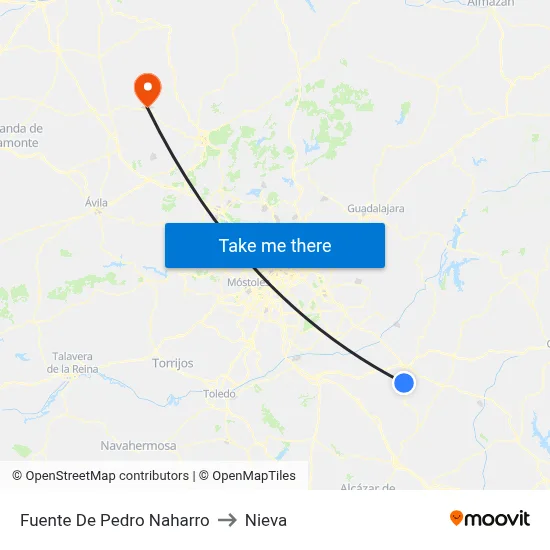 Fuente De Pedro Naharro to Nieva map