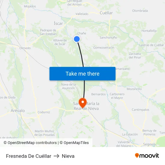 Fresneda De Cuéllar to Nieva map