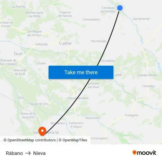 Rábano to Nieva map