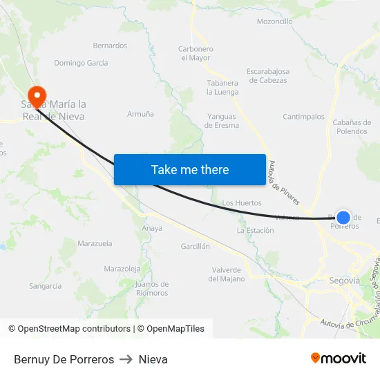 Bernuy De Porreros to Nieva map