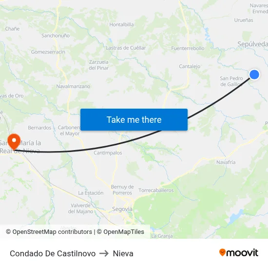 Condado De Castilnovo to Nieva map
