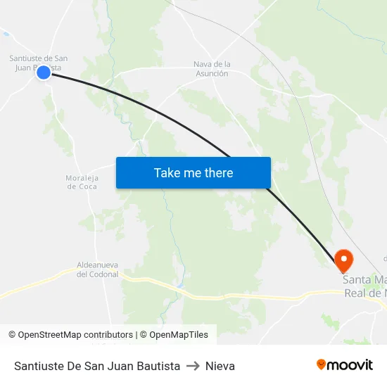 Santiuste De San Juan Bautista to Nieva map