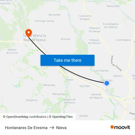 Hontanares De Eresma to Nieva map