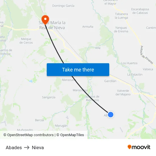 Abades to Nieva map
