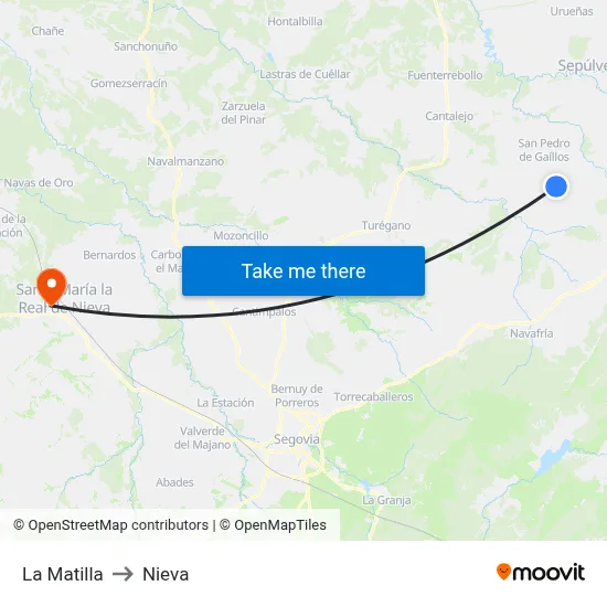 La Matilla to Nieva map