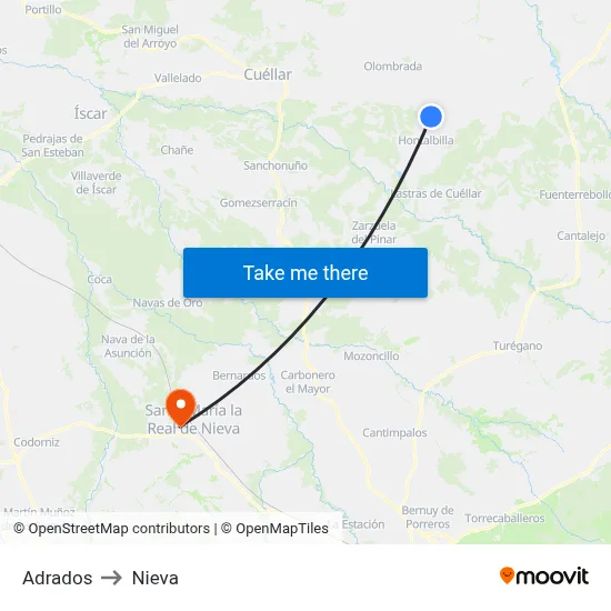 Adrados to Nieva map