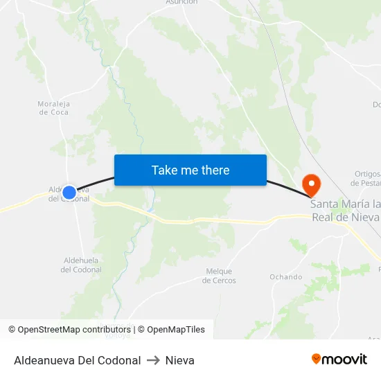 Aldeanueva Del Codonal to Nieva map
