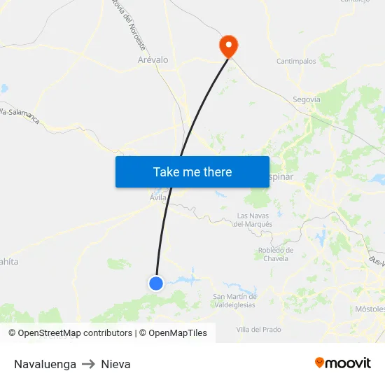 Navaluenga to Nieva map
