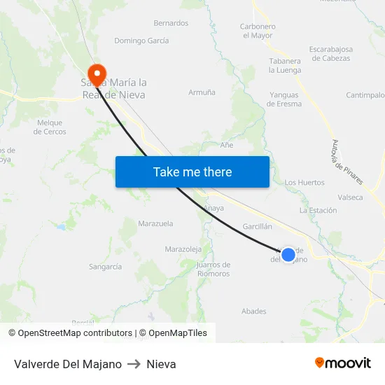 Valverde Del Majano to Nieva map