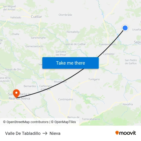 Valle De Tabladillo to Nieva map