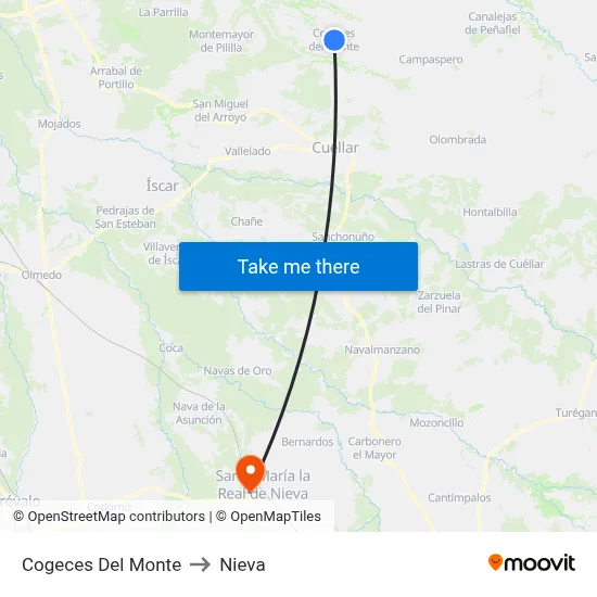 Cogeces Del Monte to Nieva map