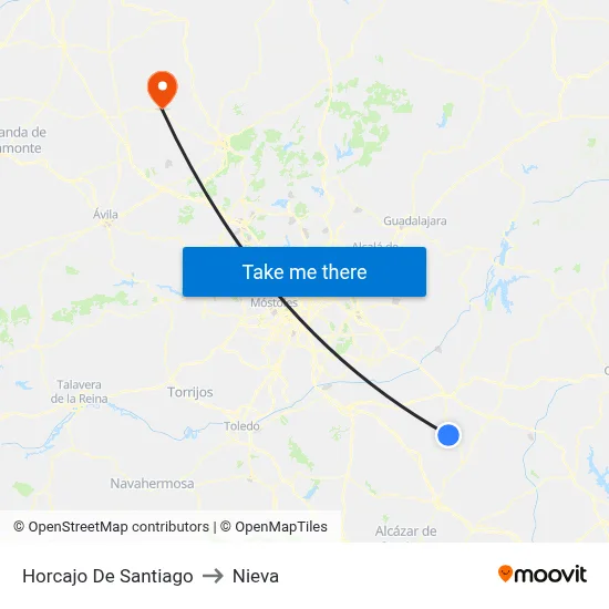 Horcajo De Santiago to Nieva map