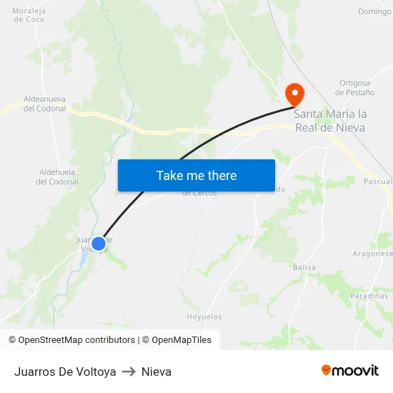 Juarros De Voltoya to Nieva map