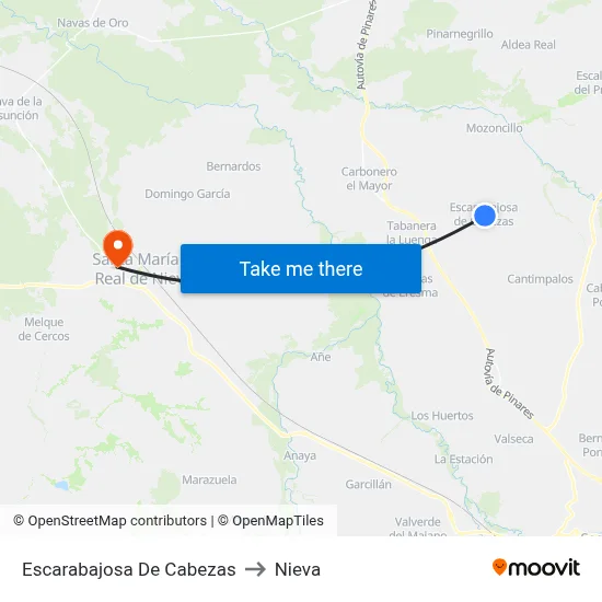 Escarabajosa De Cabezas to Nieva map