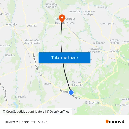 Ituero Y Lama to Nieva map
