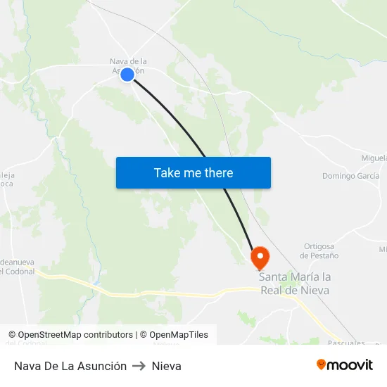 Nava De La Asunción to Nieva map