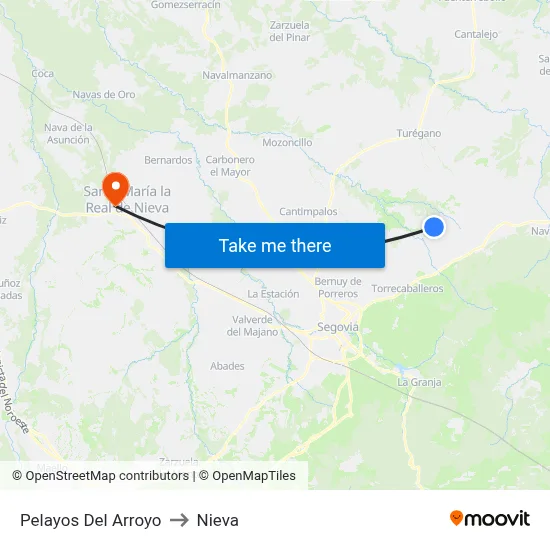 Pelayos Del Arroyo to Nieva map