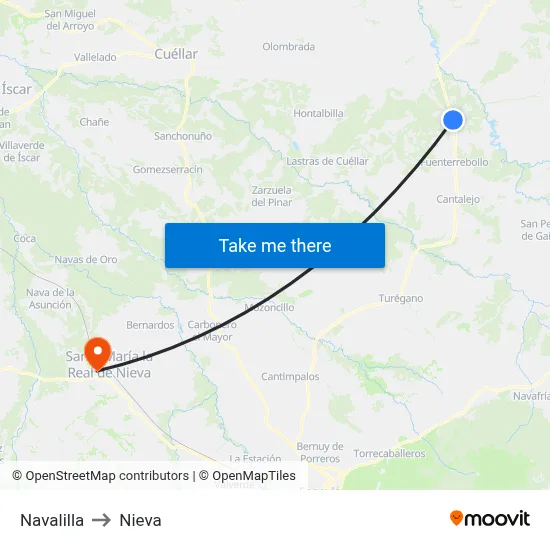 Navalilla to Nieva map