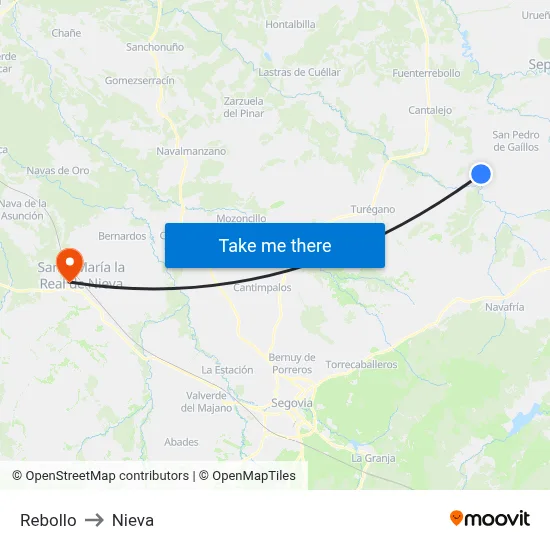 Rebollo to Nieva map