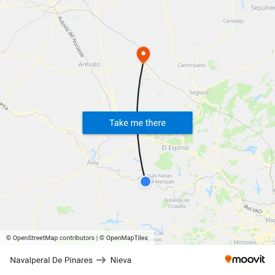 Navalperal De Pinares to Nieva map