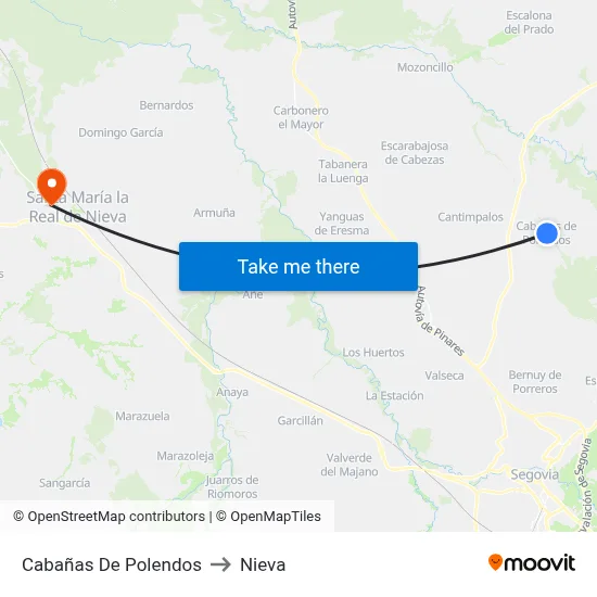 Cabañas De Polendos to Nieva map