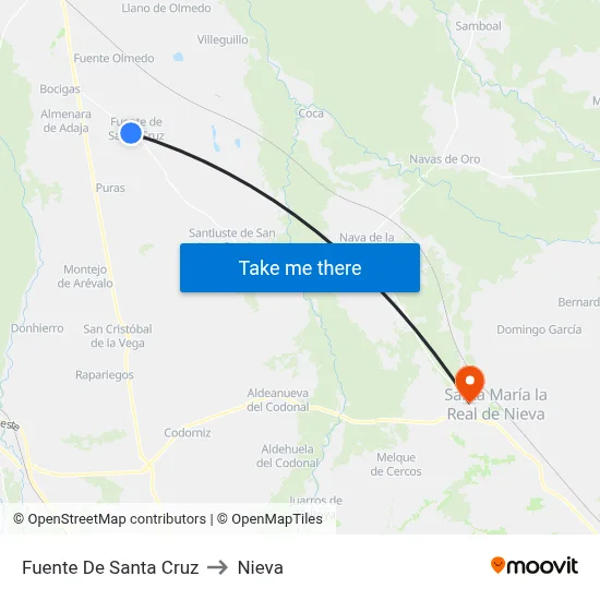 Fuente De Santa Cruz to Nieva map