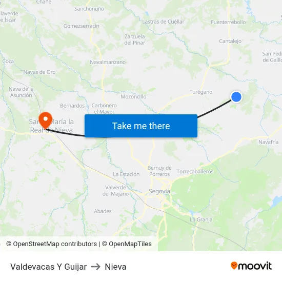 Valdevacas Y Guijar to Nieva map