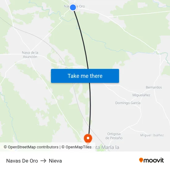 Navas De Oro to Nieva map