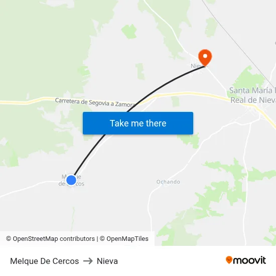 Melque De Cercos to Nieva map
