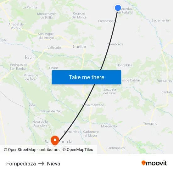 Fompedraza to Nieva map