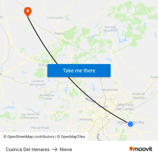Cuenca Del Henares to Nieva map