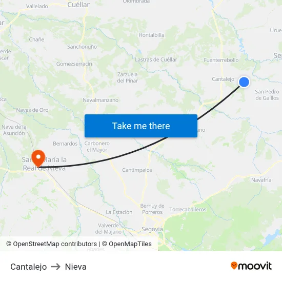 Cantalejo to Nieva map