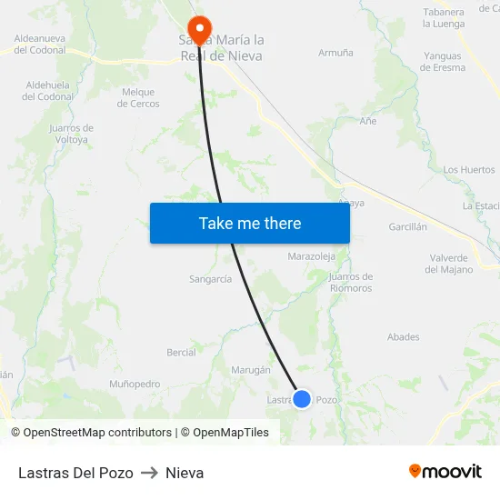 Lastras Del Pozo to Nieva map