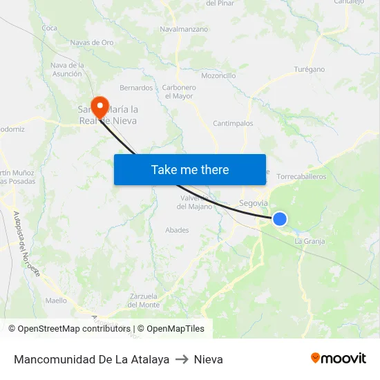 Mancomunidad De La Atalaya to Nieva map