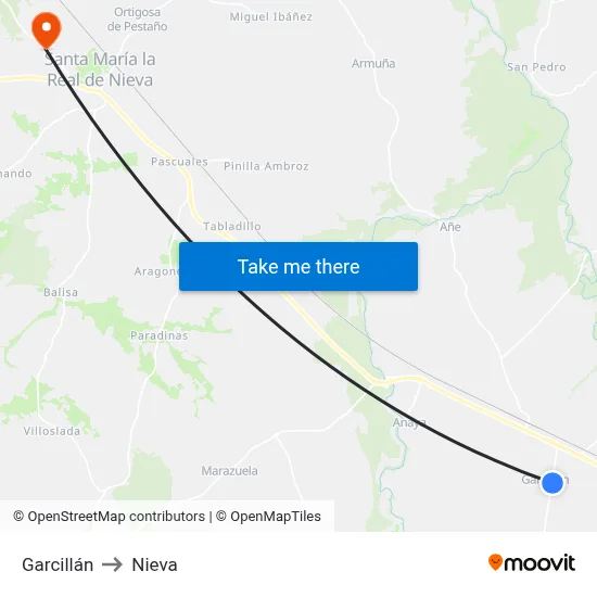 Garcillán to Nieva map