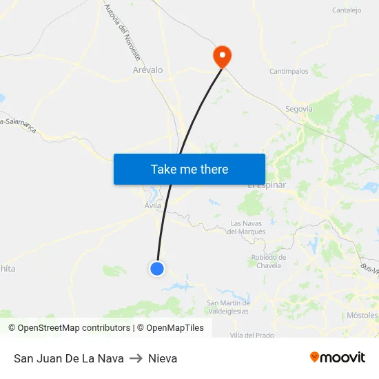 San Juan De La Nava to Nieva map