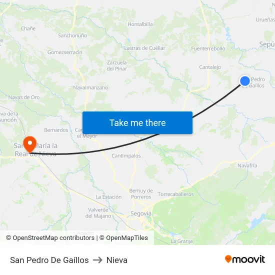 San Pedro De Gaíllos to Nieva map