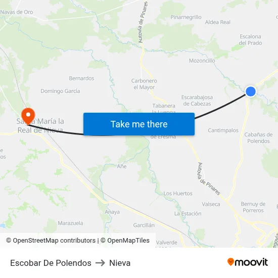 Escobar De Polendos to Nieva map