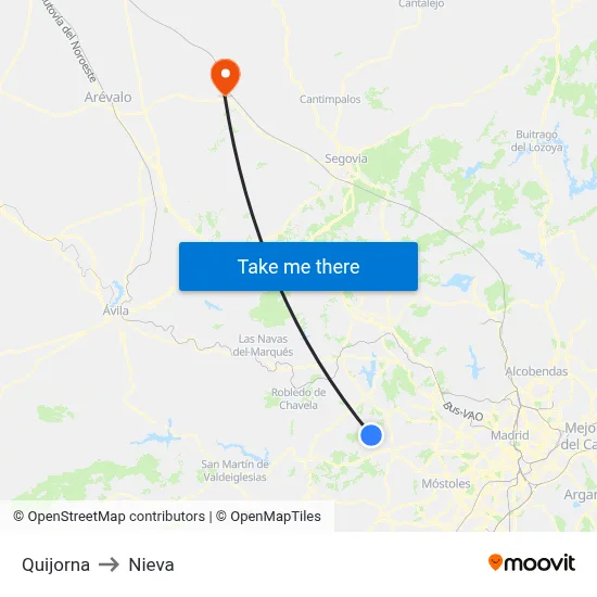 Quijorna to Nieva map
